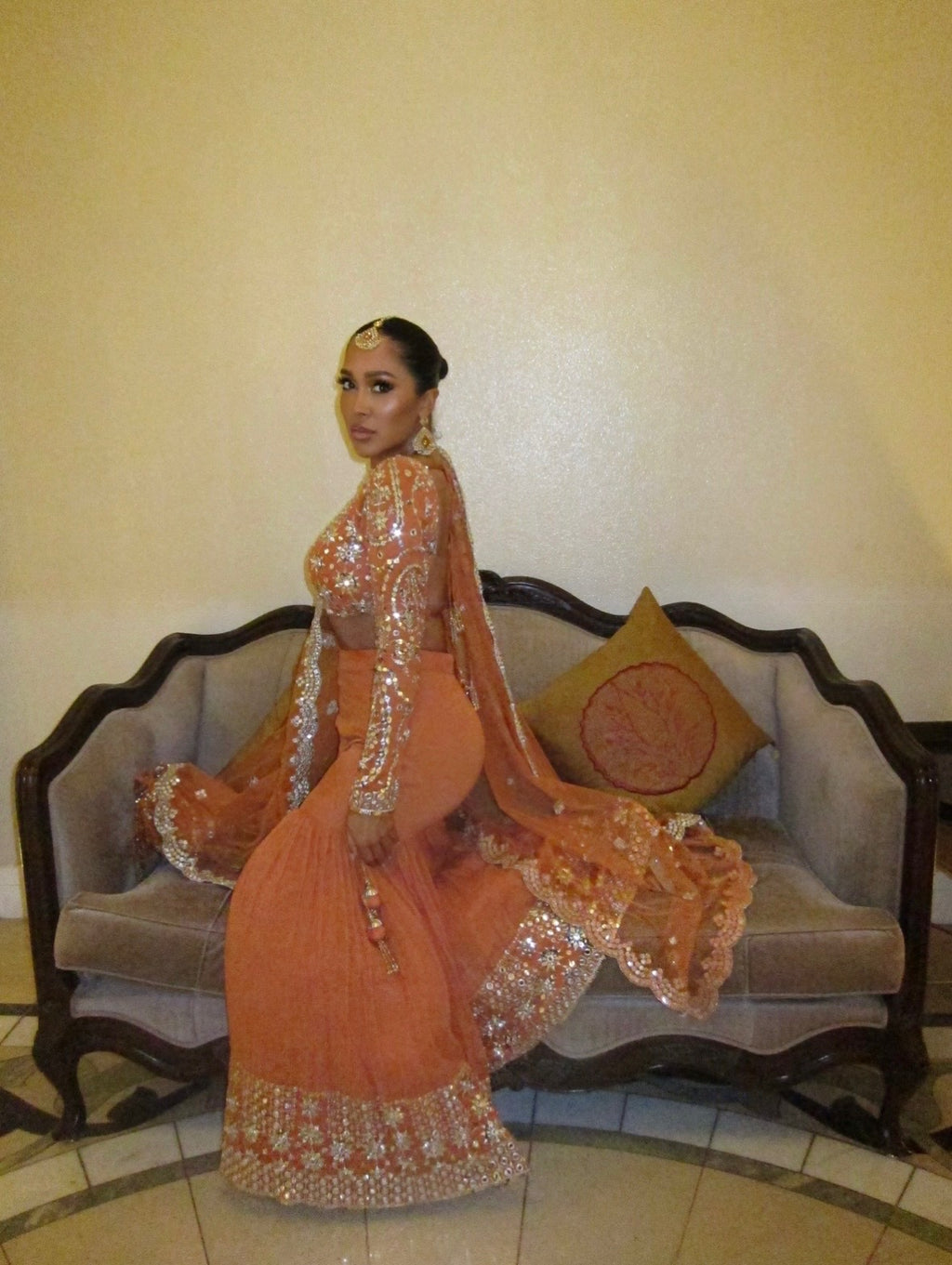 Bronze | Orange Sharara Ensemble