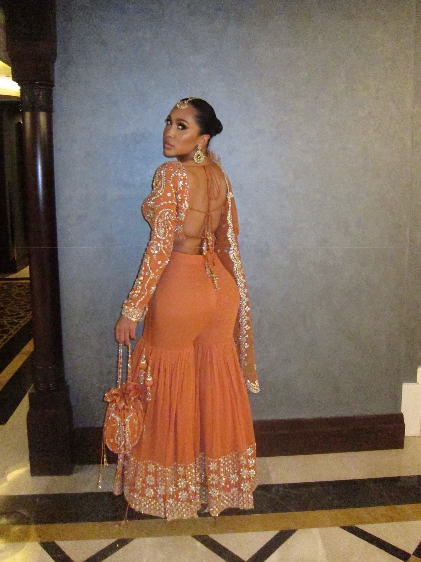 Bronze | Orange Sharara Ensemble