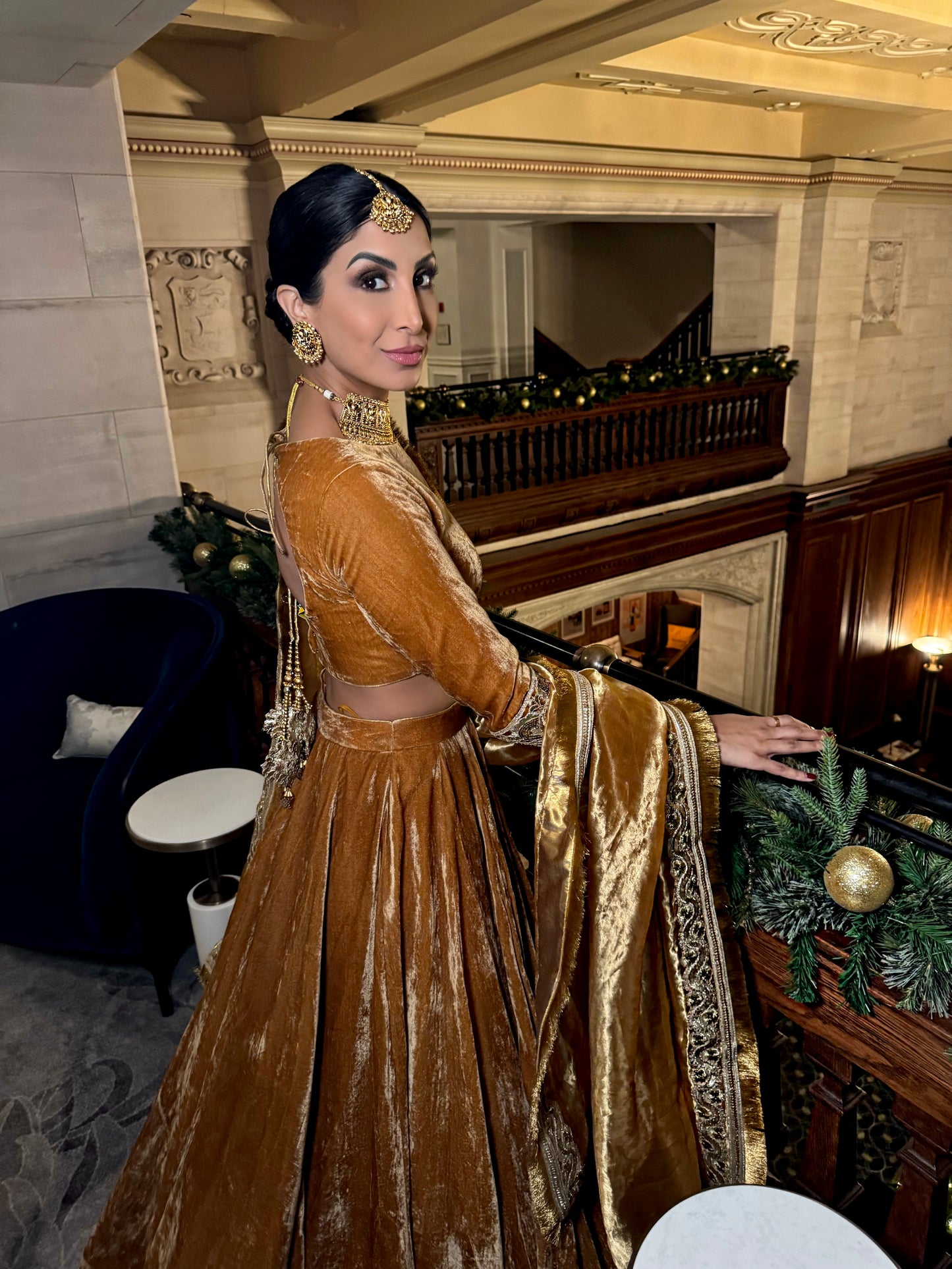 Sunehri | Mustard Velvet Lengha