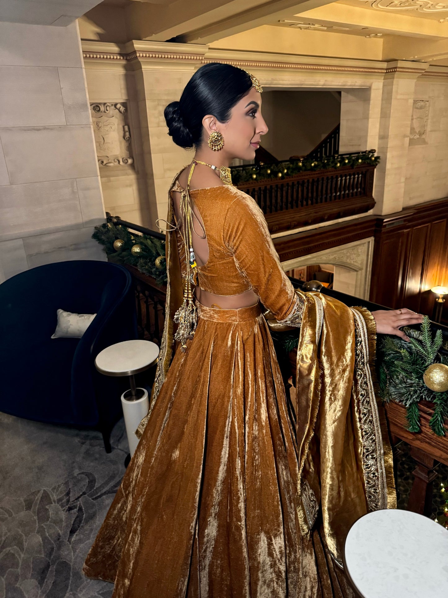 Sunehri | Mustard Velvet Lengha