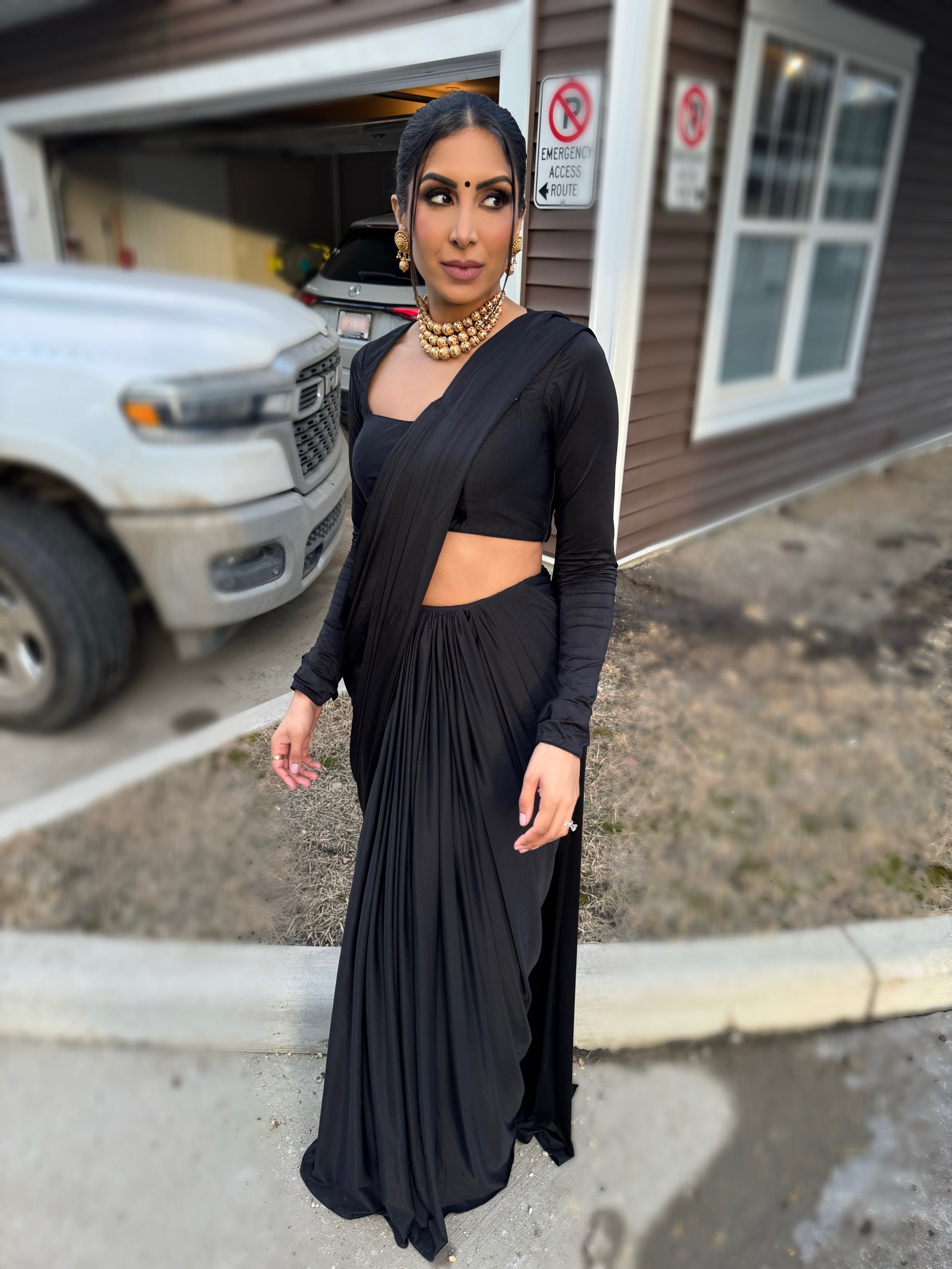 Luxe | Black Pre-Pleated Saree