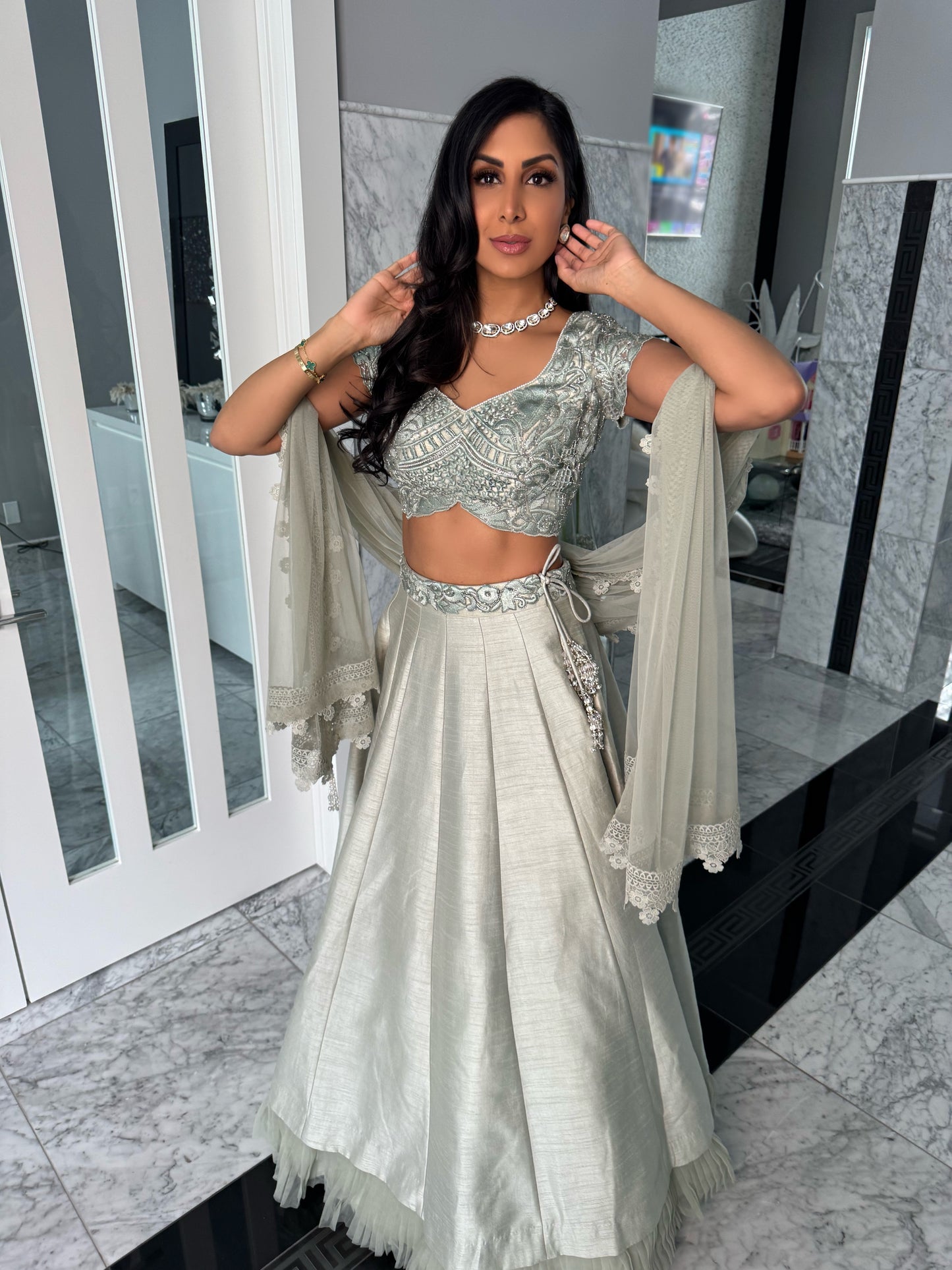 Saher | Embroidered Lengha Ensemble