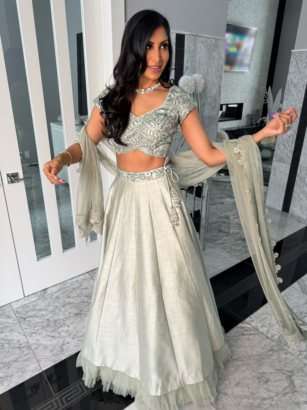 Saher | Embroidered Lengha Ensemble