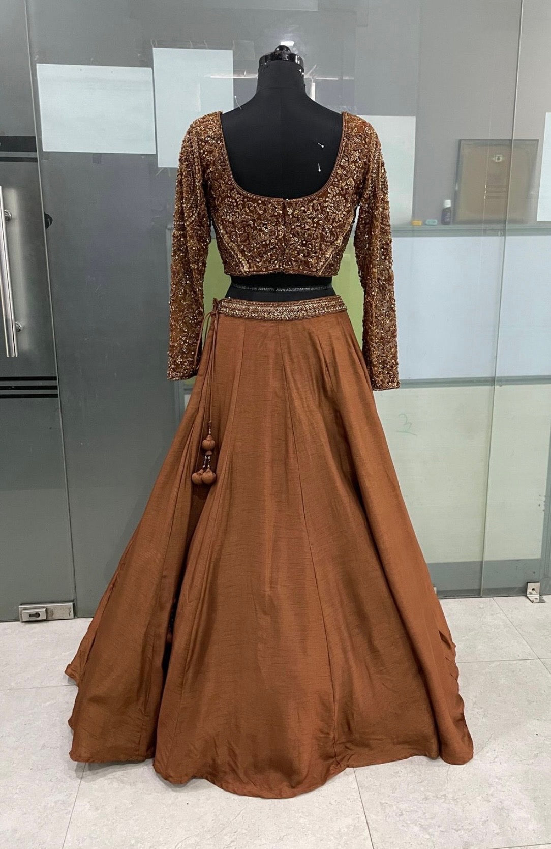 Brown Embroidered Lehenga