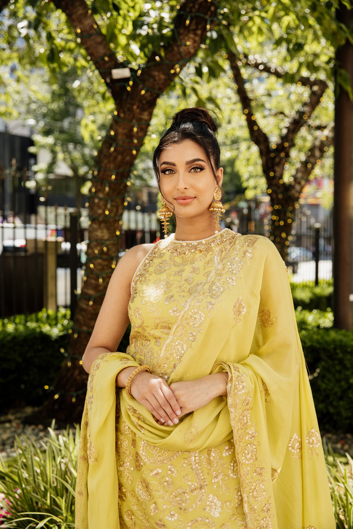 Avaya | Yellow Embroidered Sharara Set