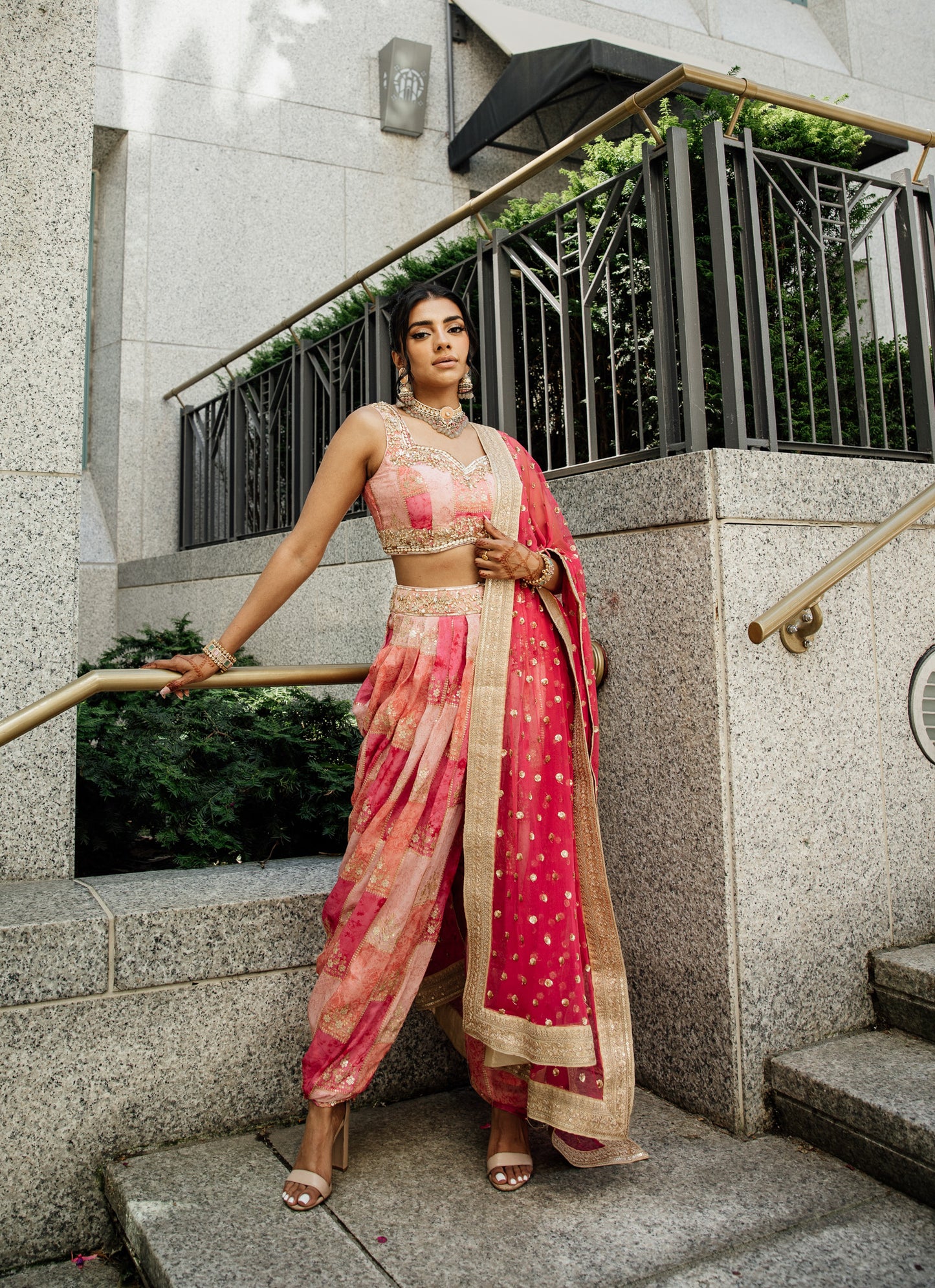 Magenta | Pink Printed Dhoti Salwar Set