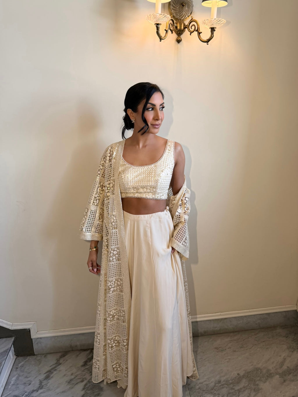 Ivory Cape Lehenga Set