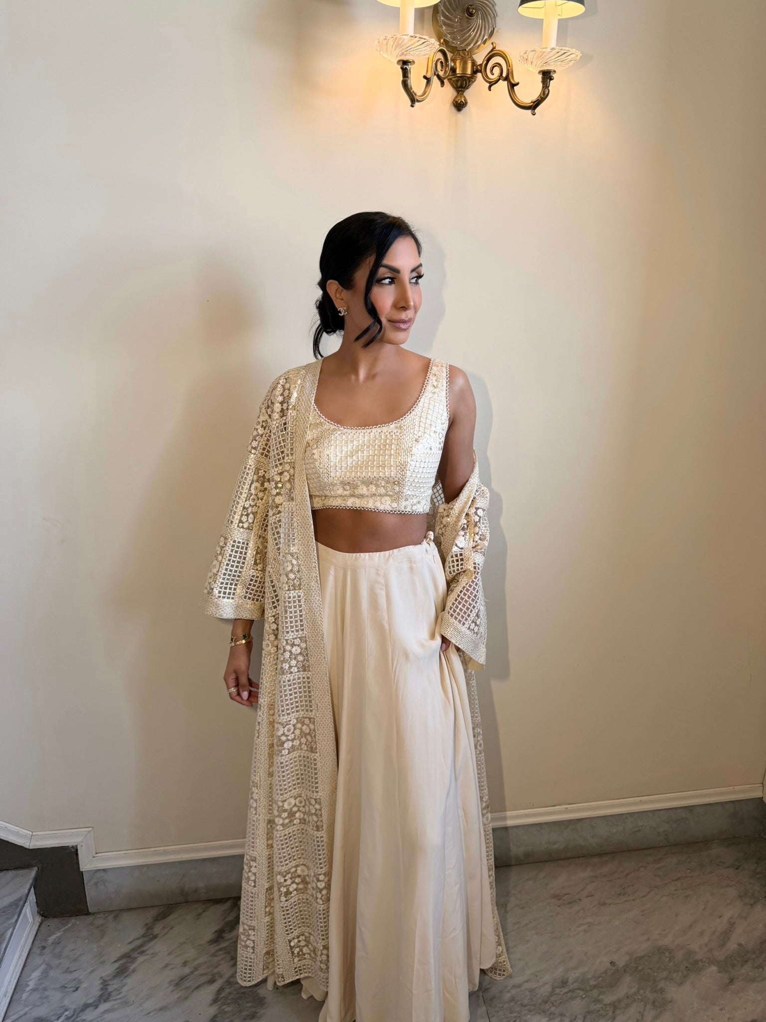 Ivory Cape Lehenga Set