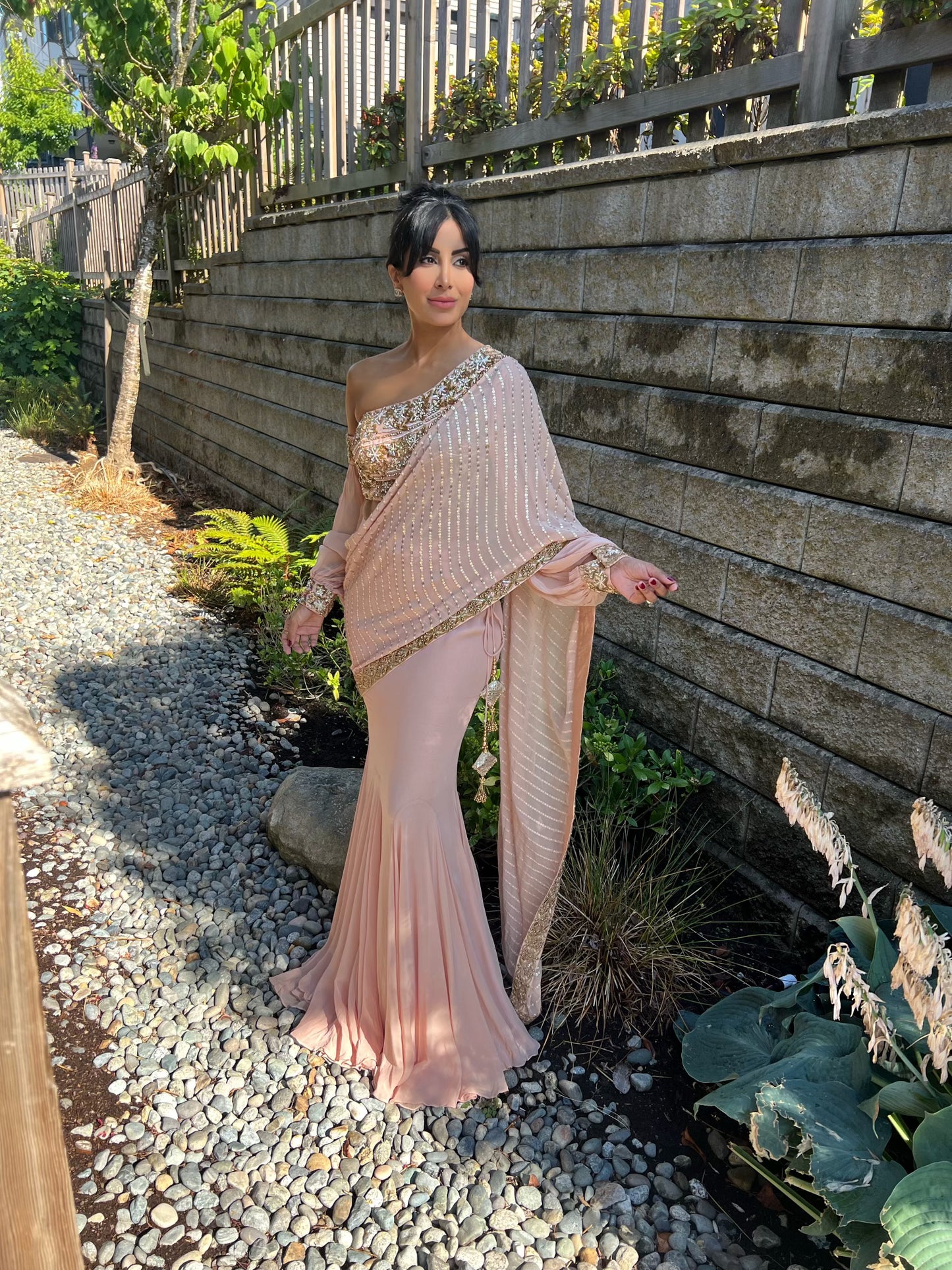 Star | Light Pink Mermaid Style Pre-Pleated Saree