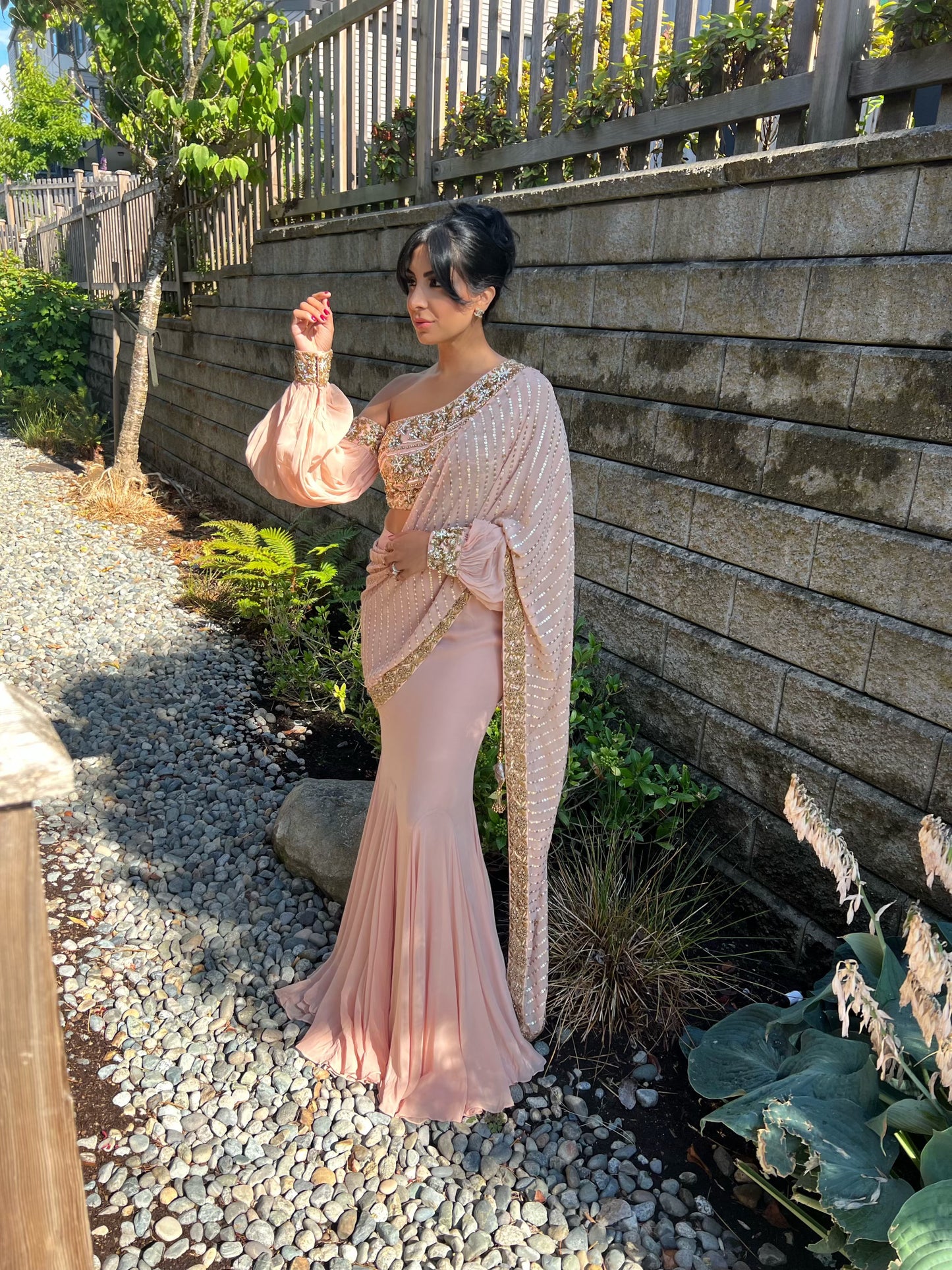 Star | Light Pink Mermaid Style Pre-Pleated Saree