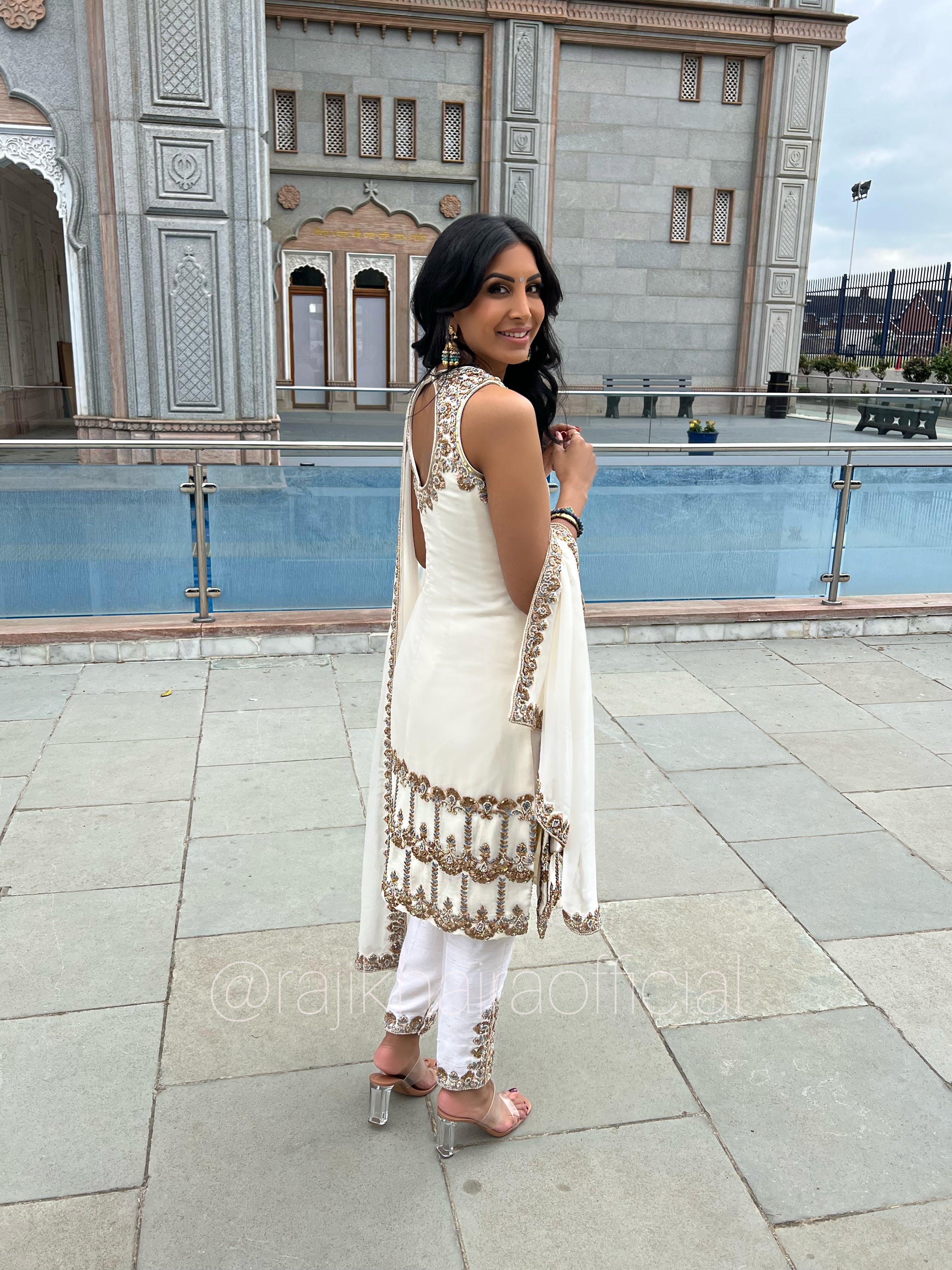 Hera | Cream Kameez and Pajami Set